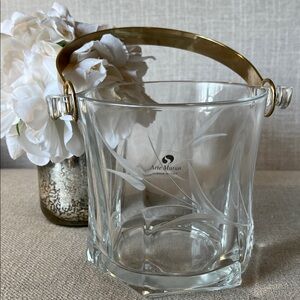 Arte Murano Made in Italy Vintage Wheat Etched Glass Ice Bucket